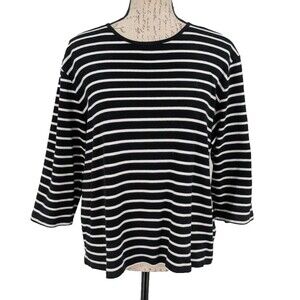 Lauren Ralph Lauren Plus Top Size 1X Black White Stripe Cotton Crop